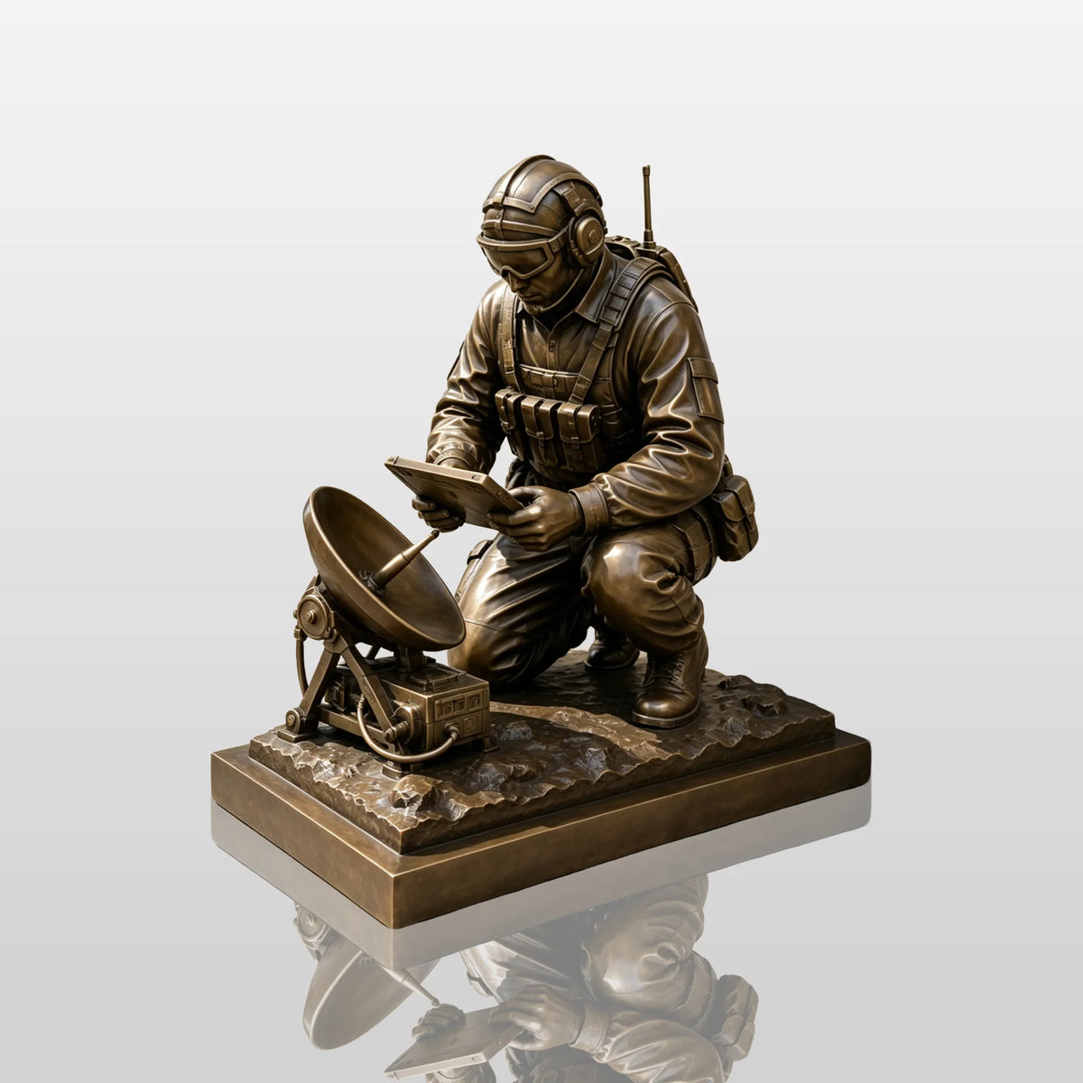 PREMIER Vintage Bronze Signaller Statue for Front Yard, Town Plaza or Military Park PSB-245