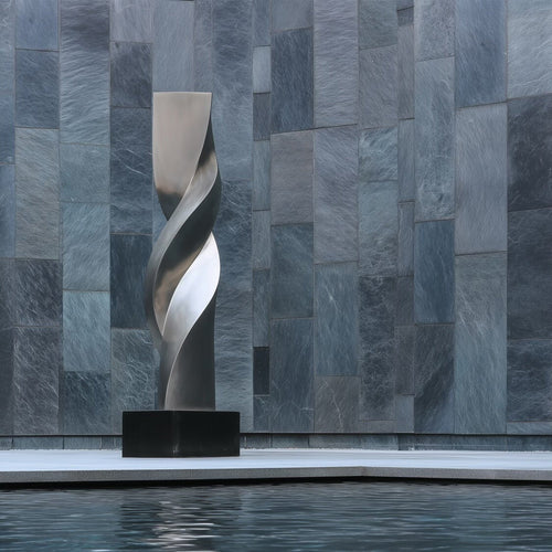 PERMIER Modern Twisted Stainless Steel Sculpture Ideal for Waterfront or Lobby Decor PSSS-224