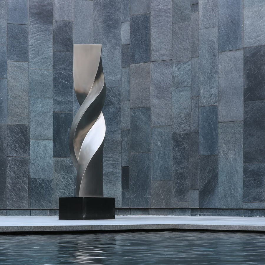 PERMIER Modern Twisted Stainless Steel Sculpture Ideal for Waterfront or Lobby Decor PSSS-224