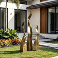PREMIER 3 Piece Modern Golden Sculpture Set for Garden, Patio and Luxury Landscape Decor PSB-176