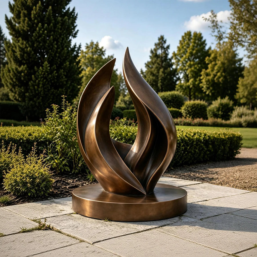 WORLD STONE Abstract Bronze Flame Sculpture for Courtyard, Hotel Garden or Corporate Park PSB-257