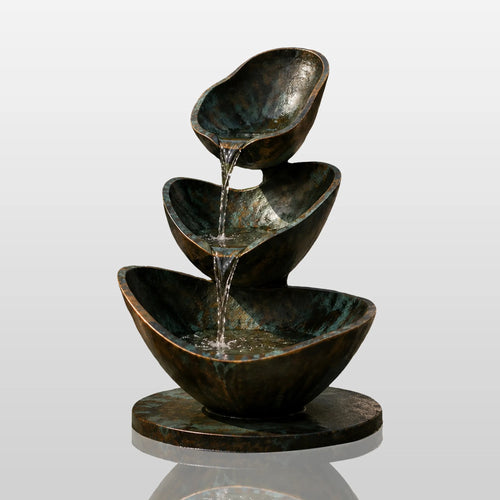 PREMIER Abstract Bronze Fountain with Three Tiers Design for Backyard Patio, Courtyard or Garden Pool PSB-241