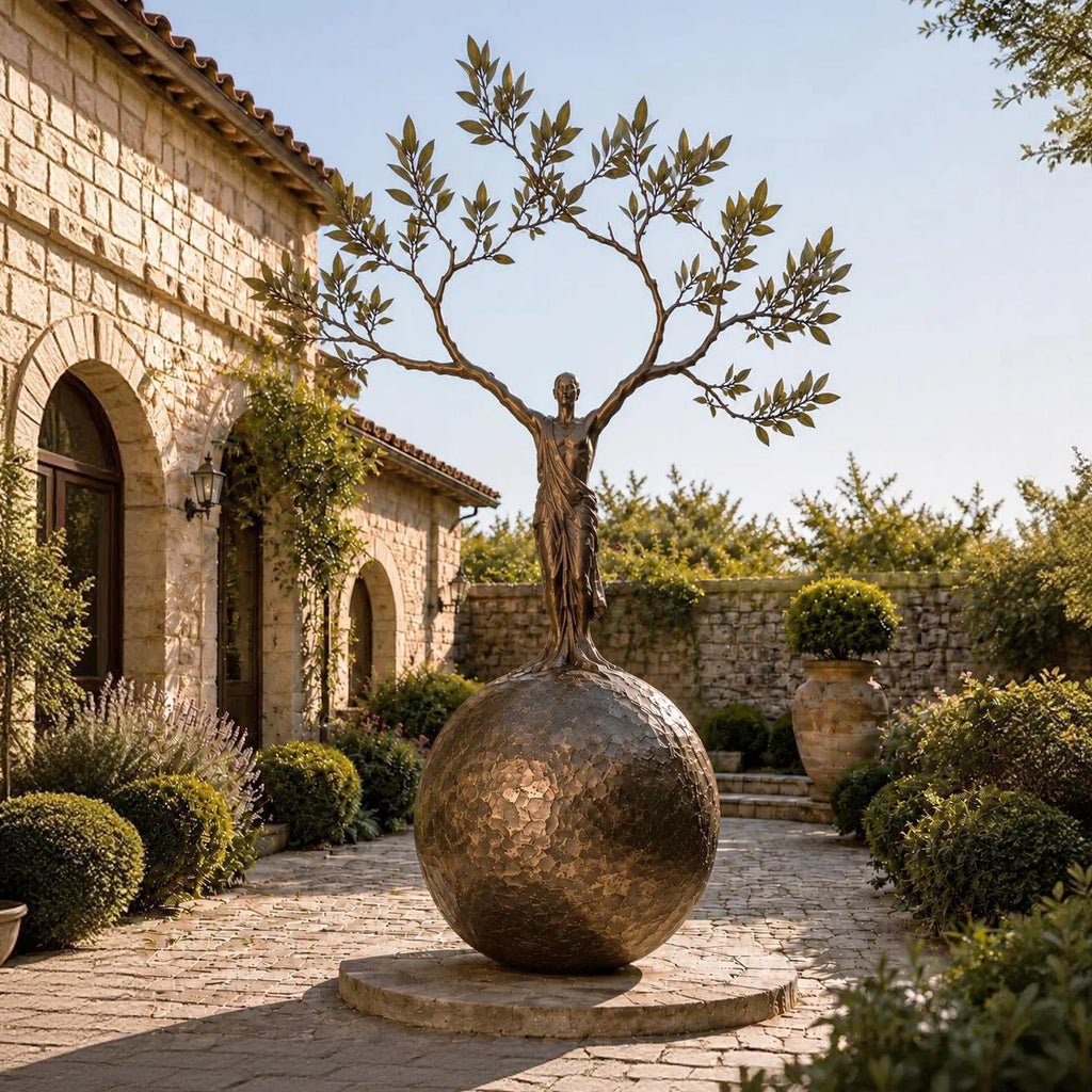 PREMIER Abstract Bronze Sculpture in Human Tree Sphere Design for Backyard, Public Plaza or Church Garden PSB-206