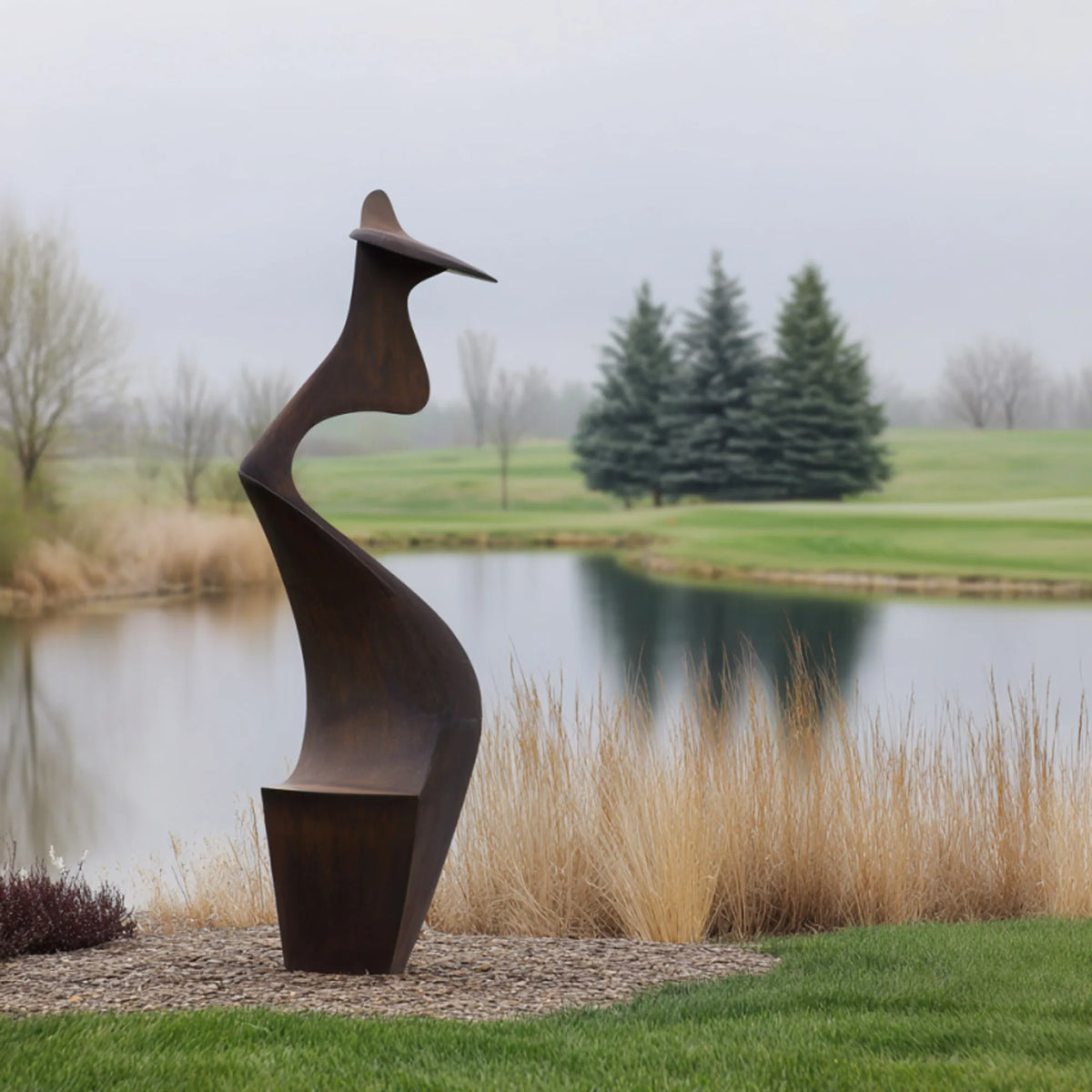 PREMIER Abstract Human Bronze Sculpture with Graceful Form Design Perfect for Public Parks, Lakeside Lawn or Cultural Outdoor Settings PSB-157