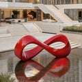 PREMIER Abstract Stainless Steel Sculpture with Red Infinity Symbol Shape for Modern Public Art Spaces PSSS-209