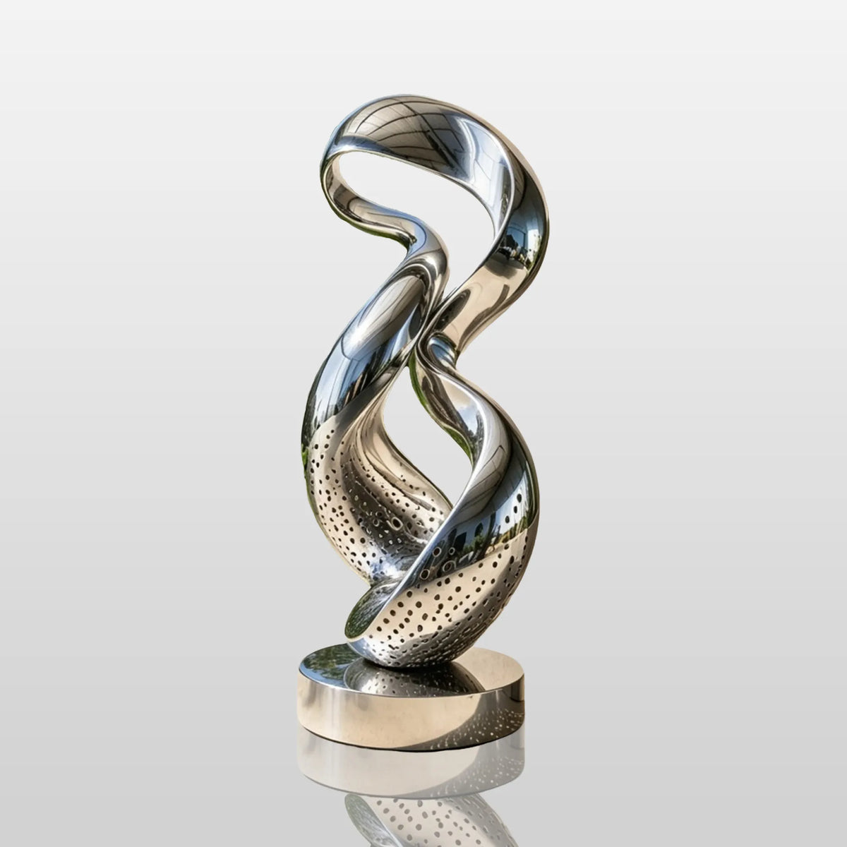 PREMIER Abstract Stainless Steel Sculpture with Twisted Ring Design for Backyard, Patio or Hotel Entrance PSSS-315