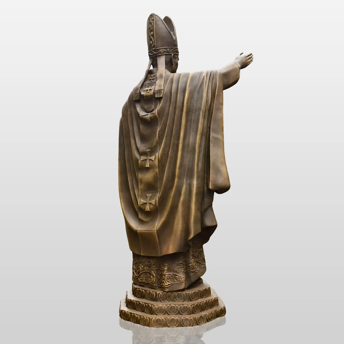 PREMIER Alive Bronze Statue with Lifelike Pope John Paul II Image Perfect for Church Squares, Memorial Parks and Religious Spaces PSB-147