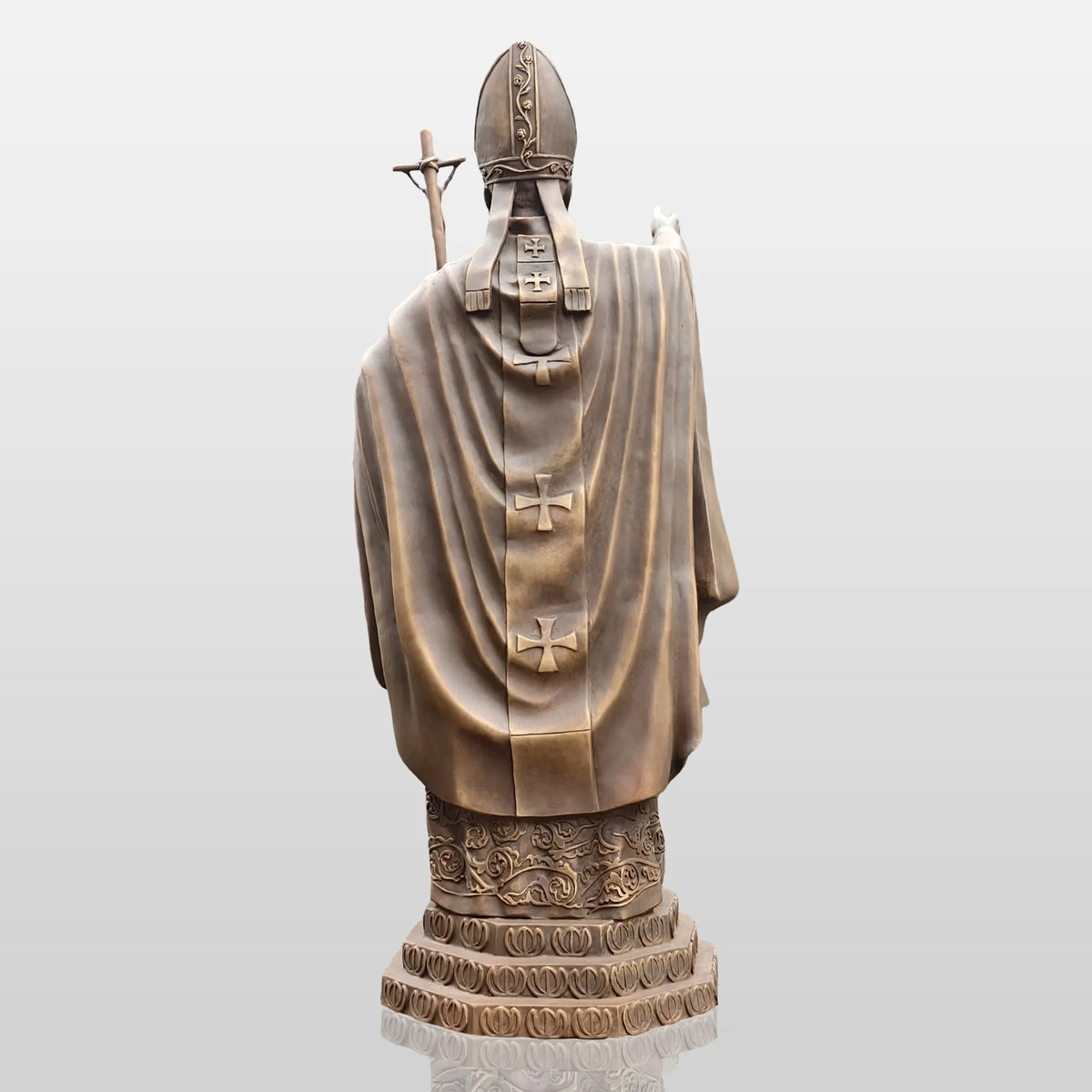 PREMIER Alive Bronze Statue with Lifelike Pope John Paul II Image Perfect for Church Squares, Memorial Parks and Religious Spaces PSB-147