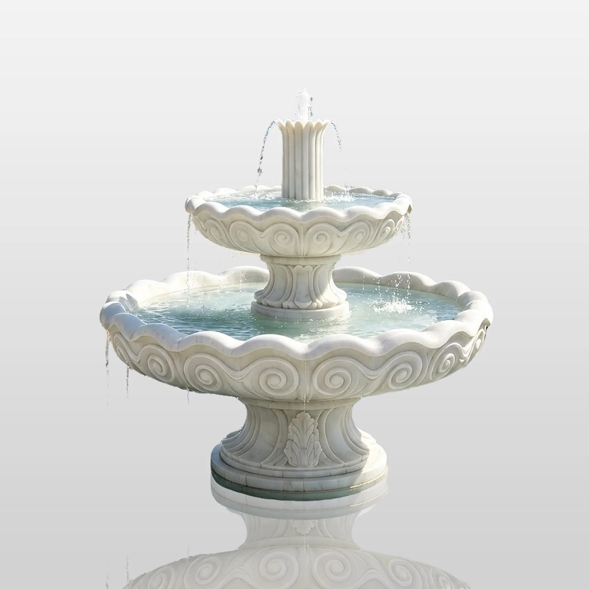 PREMIER Beautiful Marble Fountain with Curved Waves for Seaside Resorts, Coastal Courtyards or Any Outdoor Spaces PSFM-014