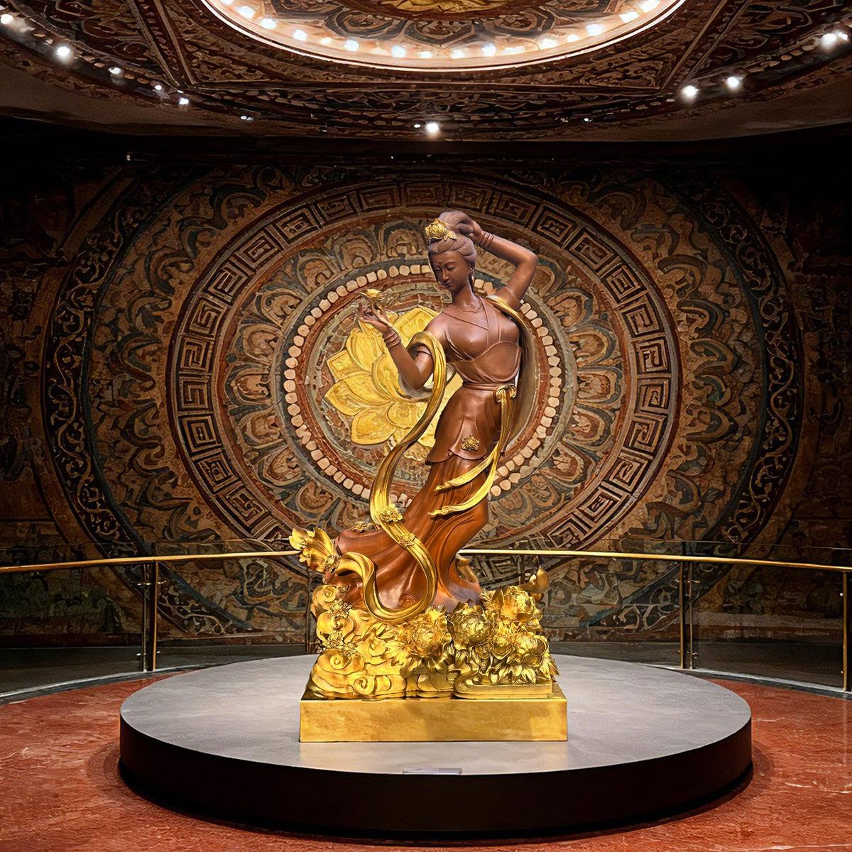PREMIER Brass Flying Goddess Sculpture with Elegant Artistic Design for Museums, Cultural Halls & Luxury Interiors PSB-138