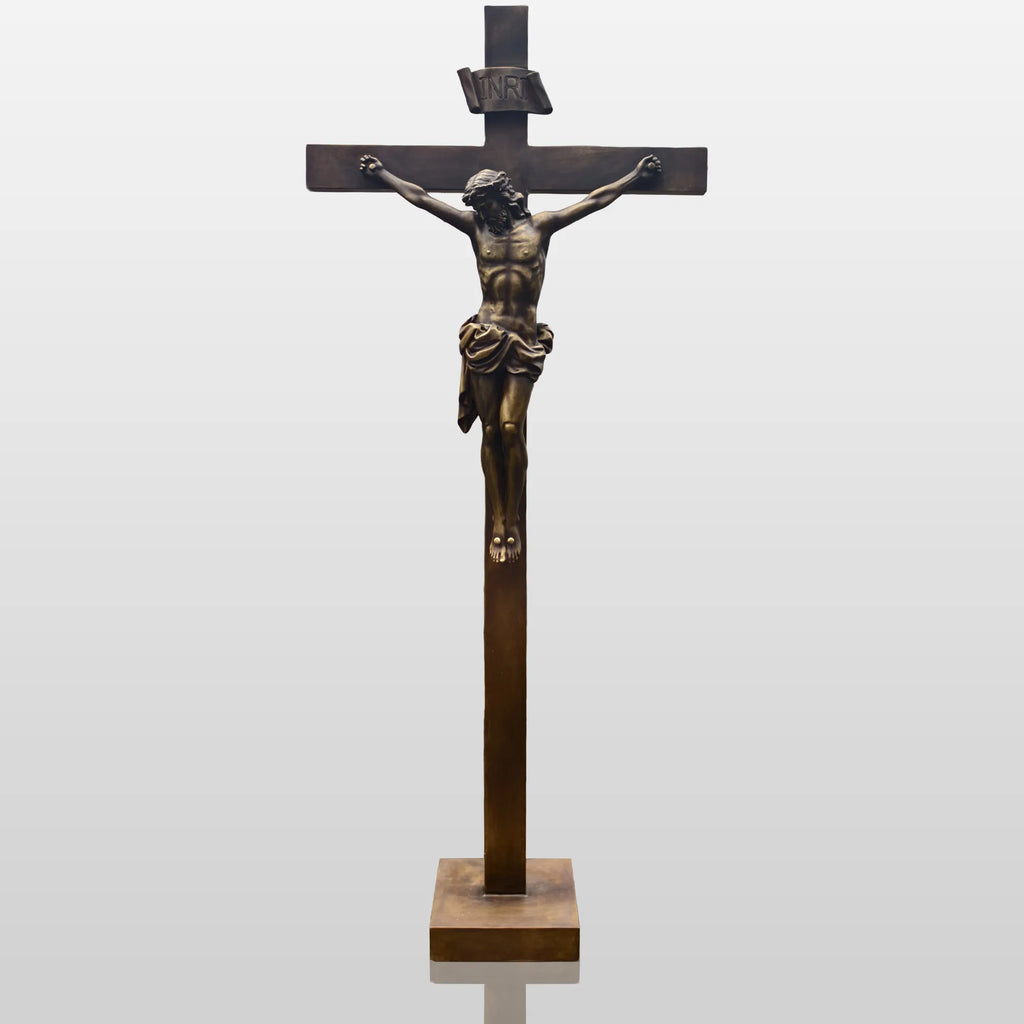 PREMIER Bronze Jesus Crucifix Statue with Sacred Design for Churches, Chapels and Prayer Rooms PSB-136