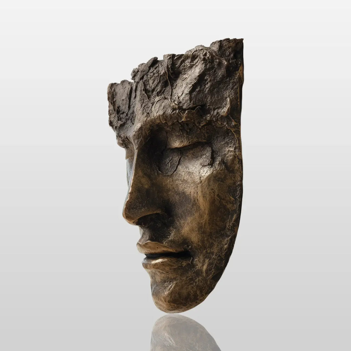 PREMIER Bronze Wall Mask Sculpture with Human Face Design for Hallways, Entryways, Hotel Lobbies or Modern Interiors PSB-188