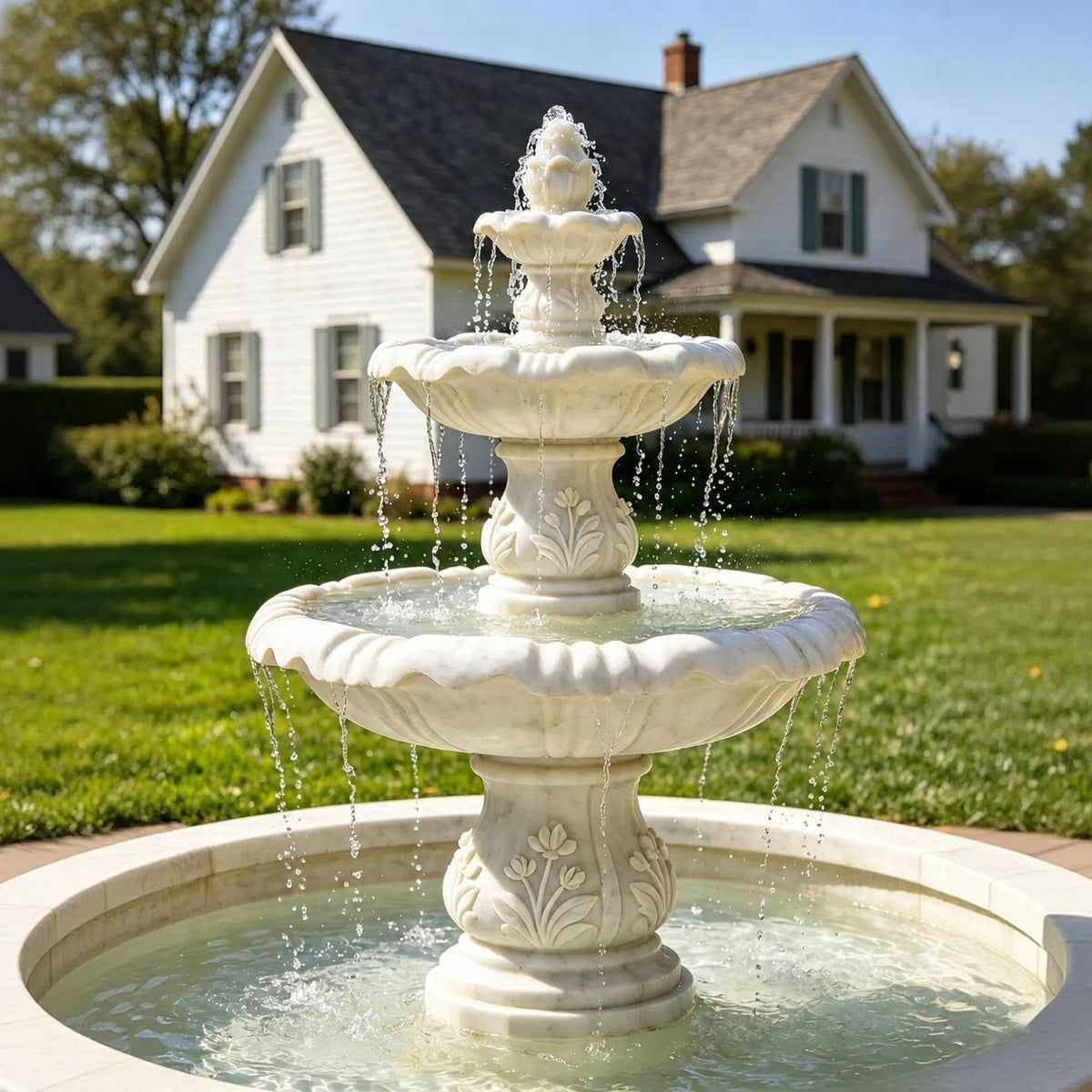 PREMIER Classic Marble Fountain for Villa Courtyards, Luxury Gardens and Front Yard Landscapes PSFM-015