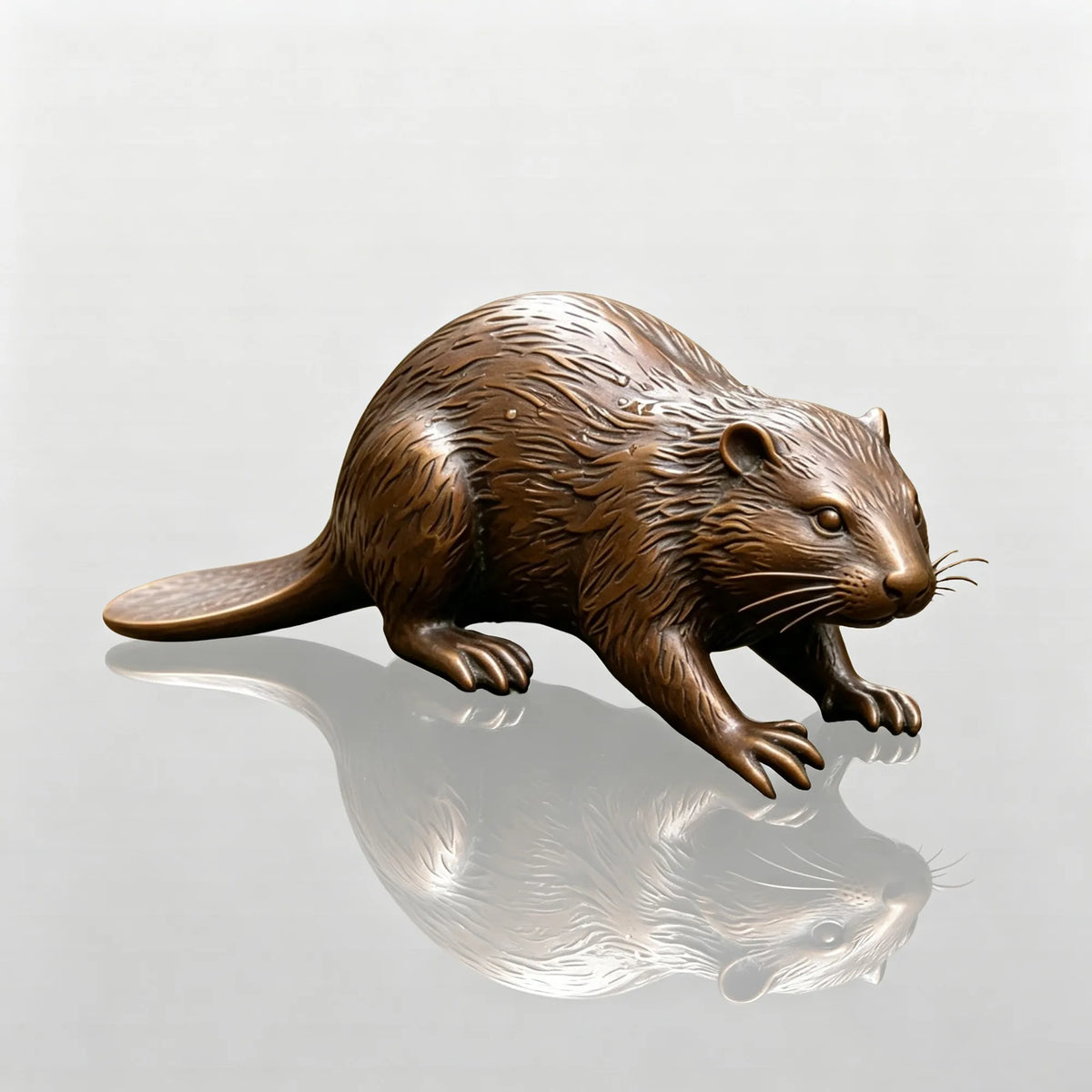 PREMIER Cute Bronze Beaver Statue for Cottage Yard, Residential Garden or Community Park PSB-243