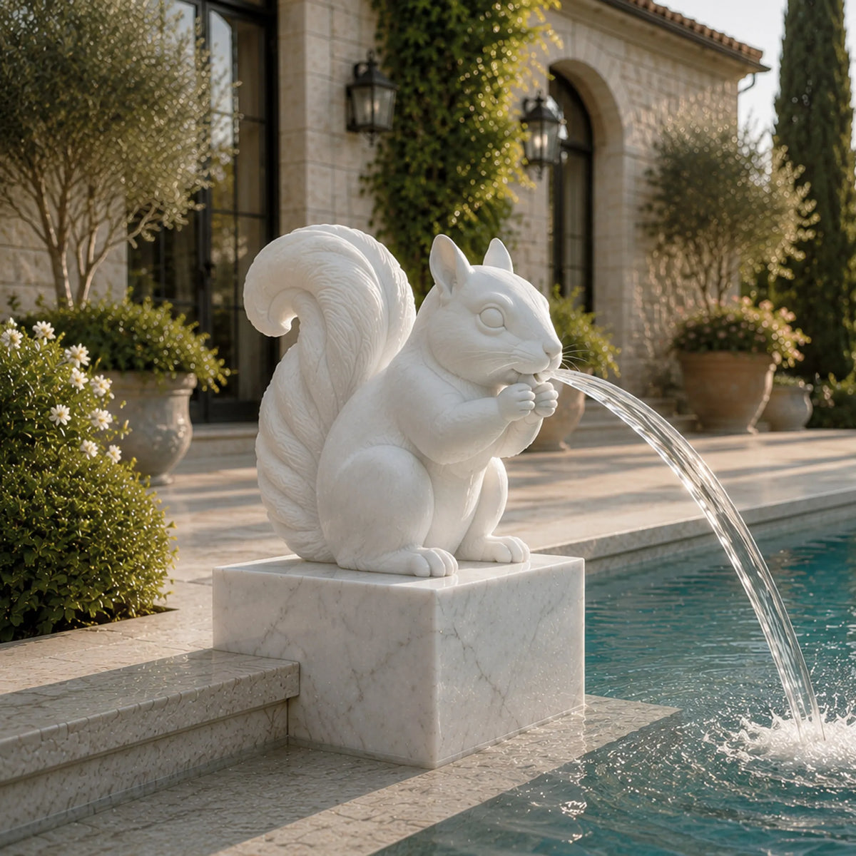 PREMIER Cute Mable Squirrel Fountain for Garden Poolside, Pool Patio, Front Yard or Flower Bed PSFM-017