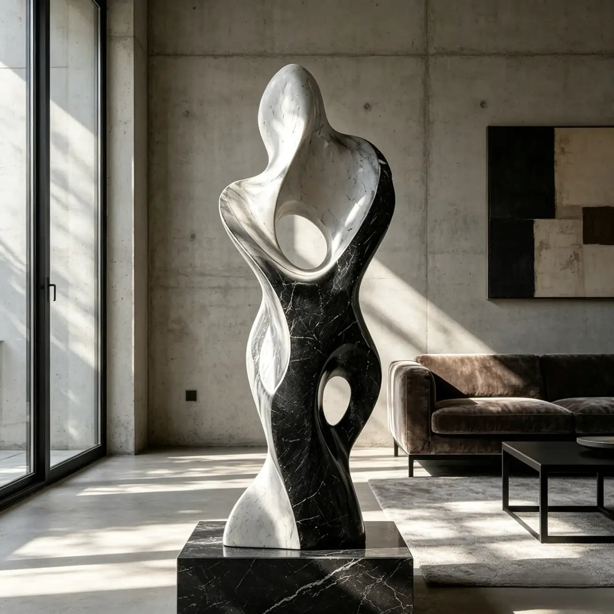 PREMIER Dual Tone Abstract Fiberglass Sculpture for Living Room, Foyer, Porch or Office PSF-041