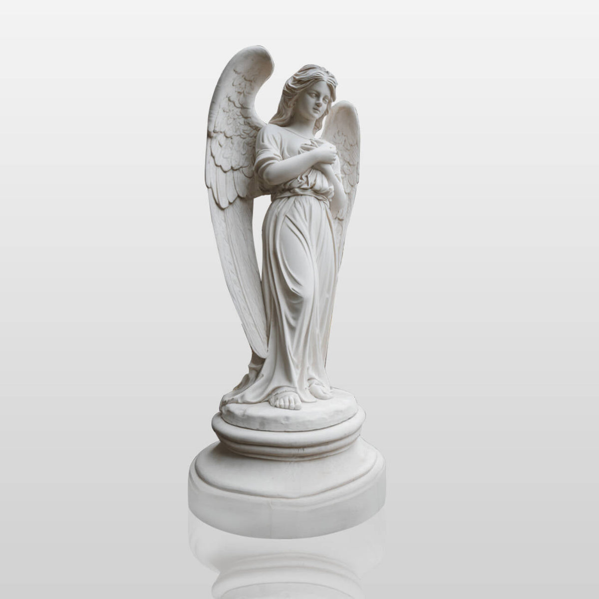 PREMIER Female Marble Angel Sculpture with Graceful and Gentle Design for Religious and Memorial Sites PSM-096