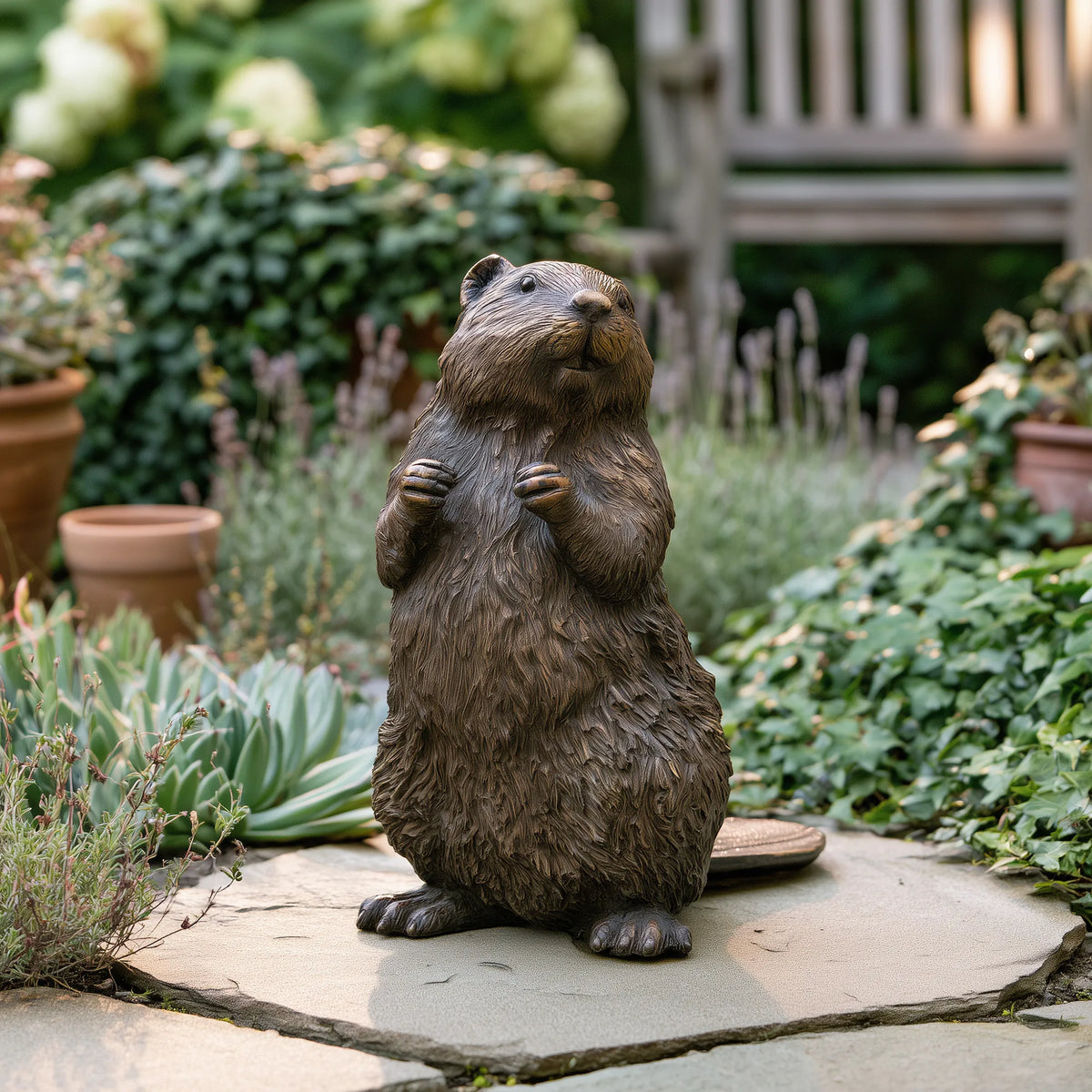 PREMIER Garden Bronze Beaver Statue for Entry Courtyard, Backyard Patio or Poolside PSB-216