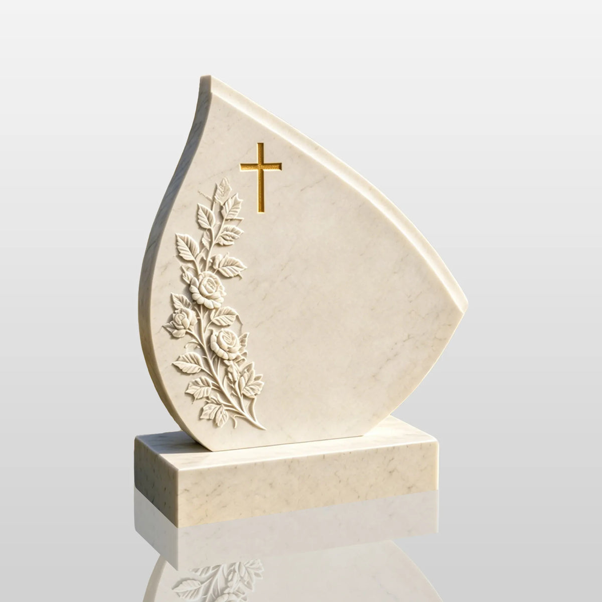 PREMIER Marble Teardrop Tombstone for Cemetery, Lawn Memory Garden and Funeral Home PSM-183