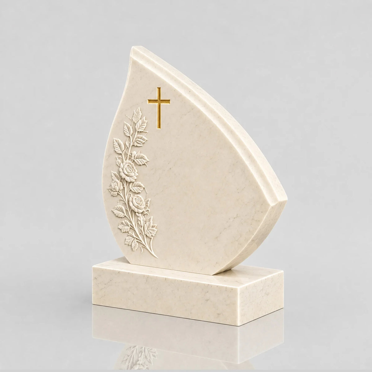 PREMIER Marble Teardrop Tombstone for Cemetery, Lawn Memory Garden and Funeral Home PSM-183