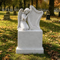 PREMIER Marble Tombstone with Kneeling Angel and Harp Design for Lawn Monument Lot or Green Cemetery PSM-184