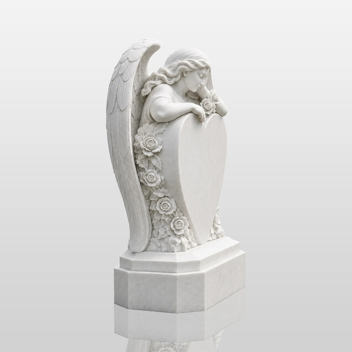 PREMIER Memorial Angel Marble Tombstone for Church Graveyard, Burial Lawn or Cemetery PSM-179
