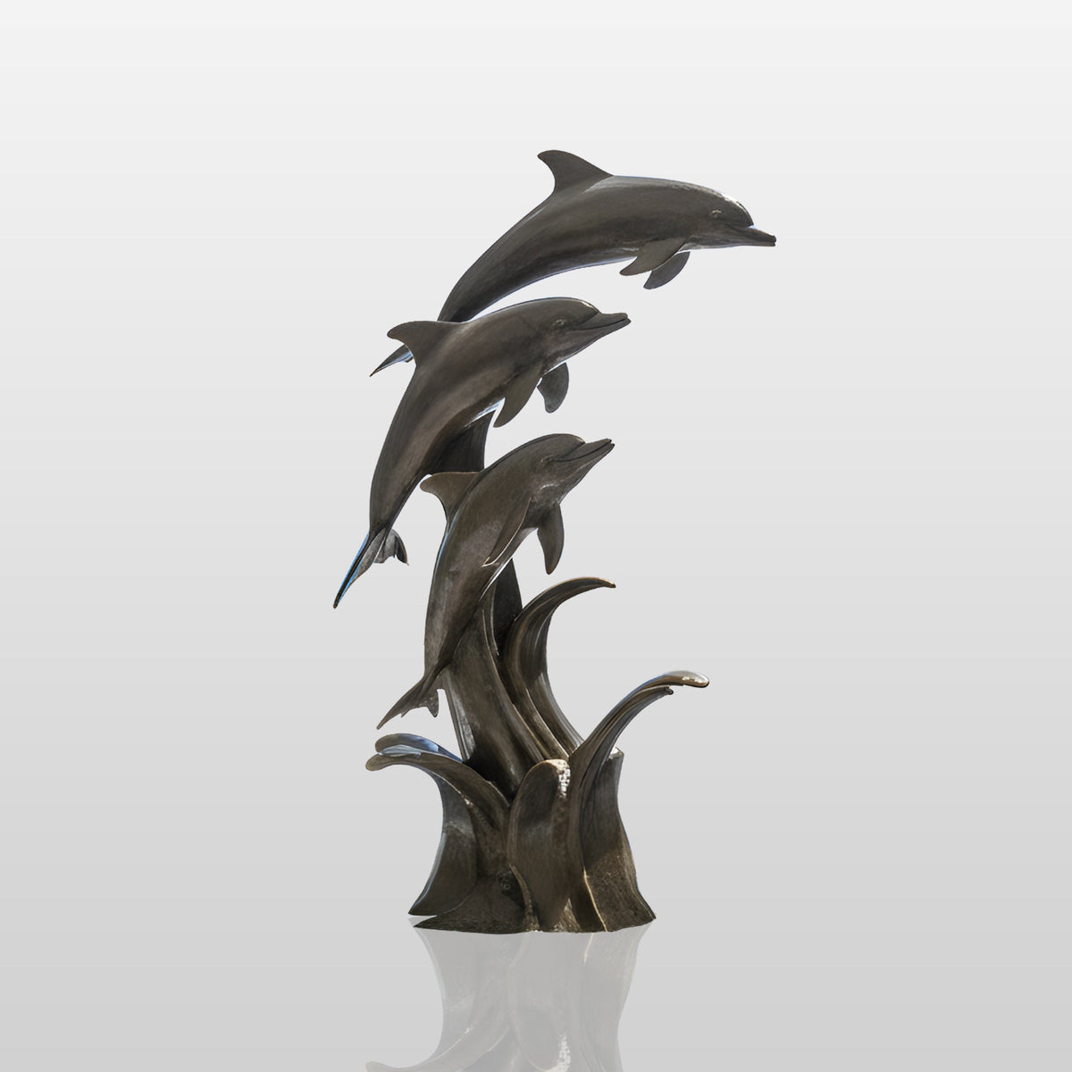 PREMIER Modern Bronze Dolphin Sculpture in Dynamic Design for Outdoor Spaces PSB-142
