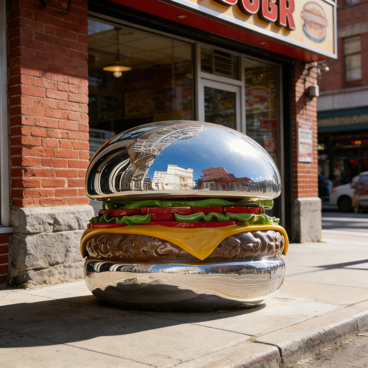 PREMIER Modern Stainless Steel Sculpture with Hamburger Design Perfect for Commercial Spaces PSSS-208
