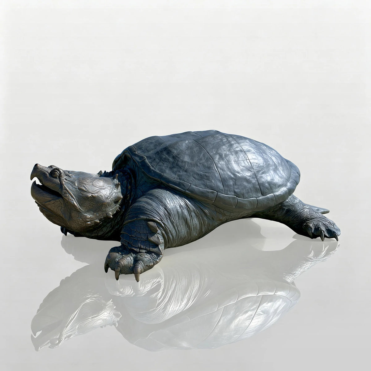 PREMIER Outdoor Bronze Turtle Statue in Alligator Snapping for Backyard, Natural Park or Seaside Beach PSB-210
