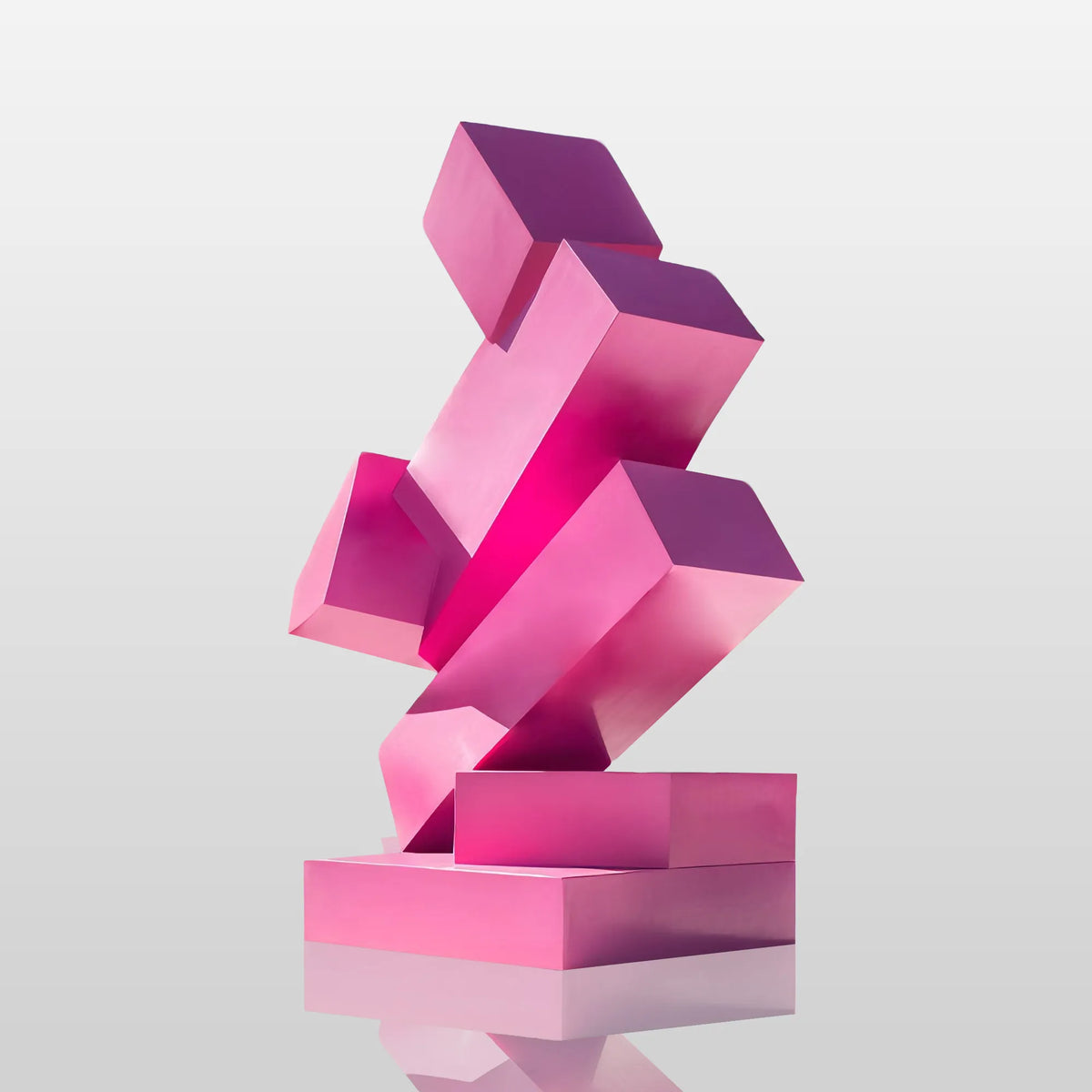 PREMIER Pink Geometric Stainless Steel Sculpture with Stacked Block Design for Modern Outdoor Spaces PSSS-188