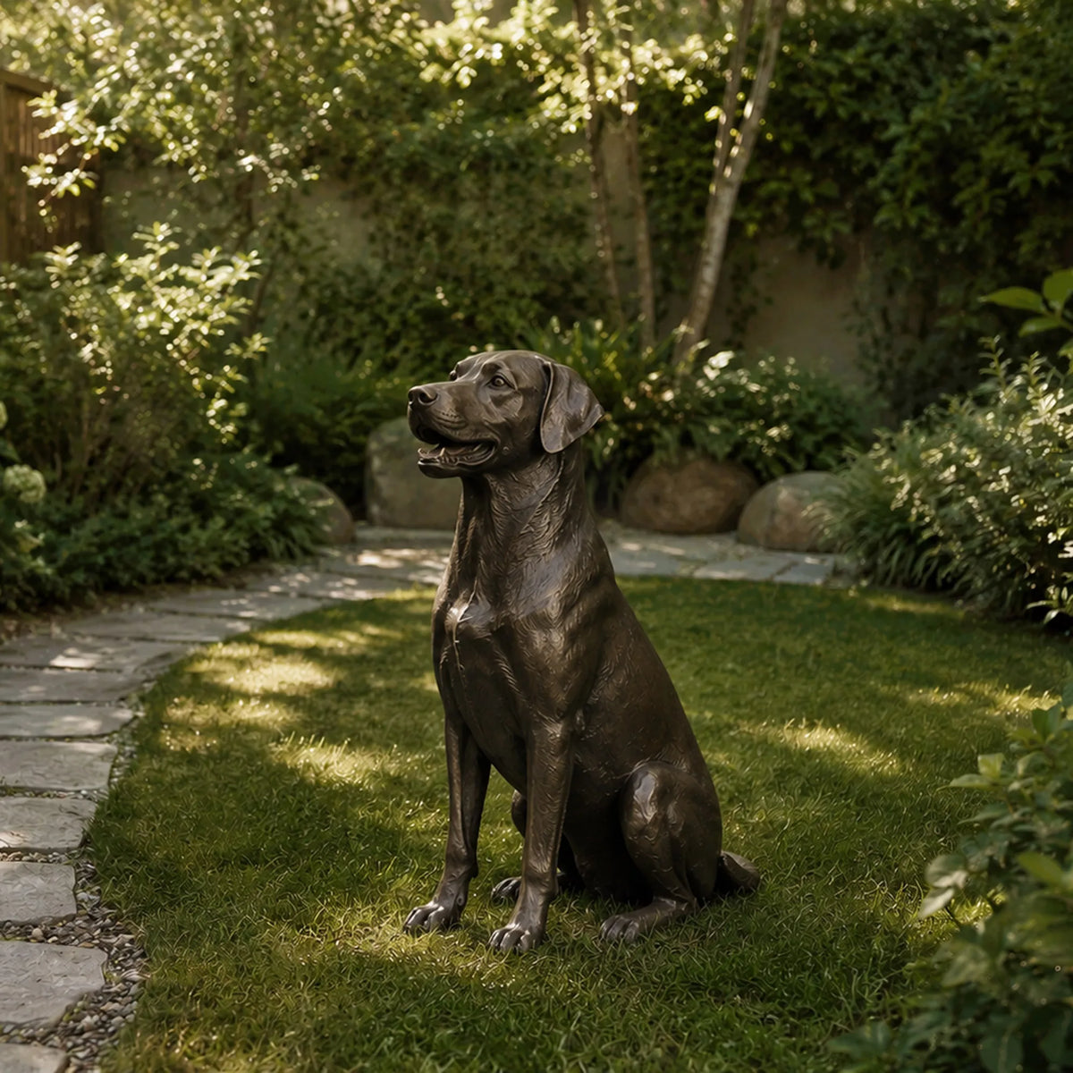 PREMIER Realistic Bronze Dog Sculpture for Gardens, Villa Landscapes, Courtyards or Community Green Spaces PSB-182