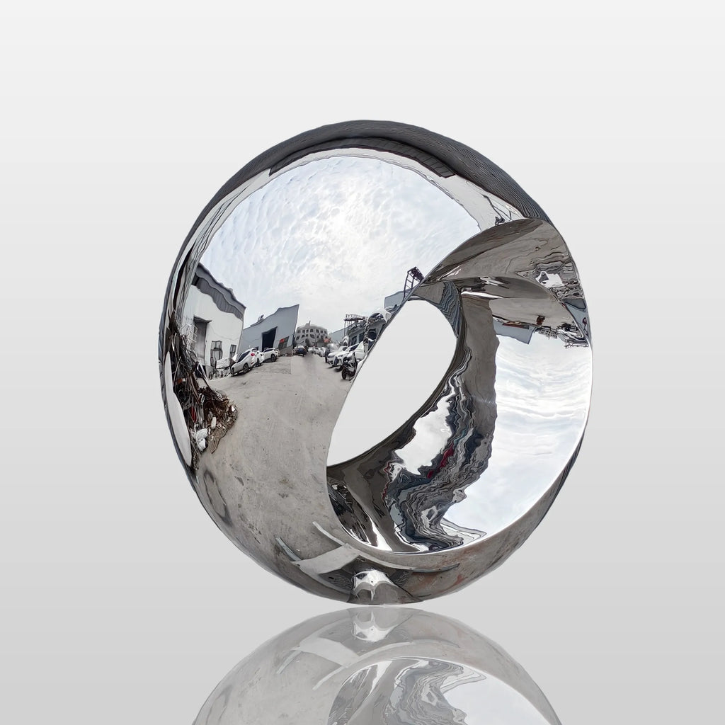PREMIER Stainless Steel Ring Sculpture with Mirror Polished Finish for Coastal Gardens and Outdoor Spaces PSSS-191