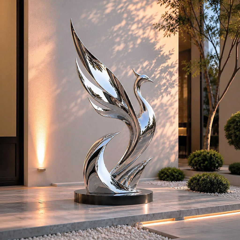 PREMIER Stainless Steel Sculpture with Phoenix Bird Design for Front Yard or Private Home Lawn PSSS-298
