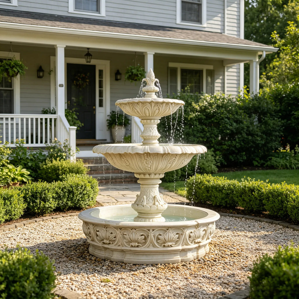 PREMIER Three Tier Marble Fountain for Front Yard, Garden, Lake Shore and Urban Plaza PSFM-019