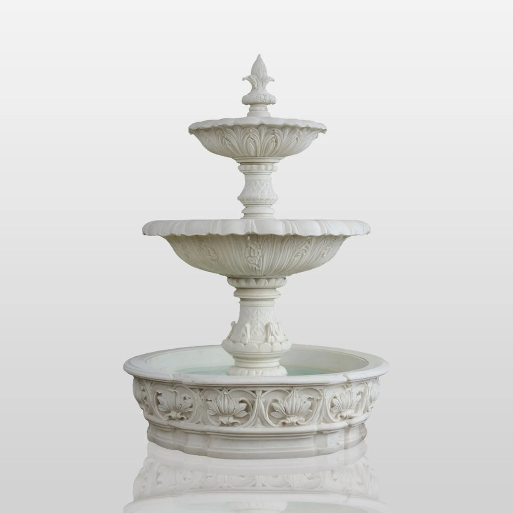 PREMIER Three Tier Marble Fountain for Front Yard, Garden, Lake Shore and Urban Plaza PSFM-019