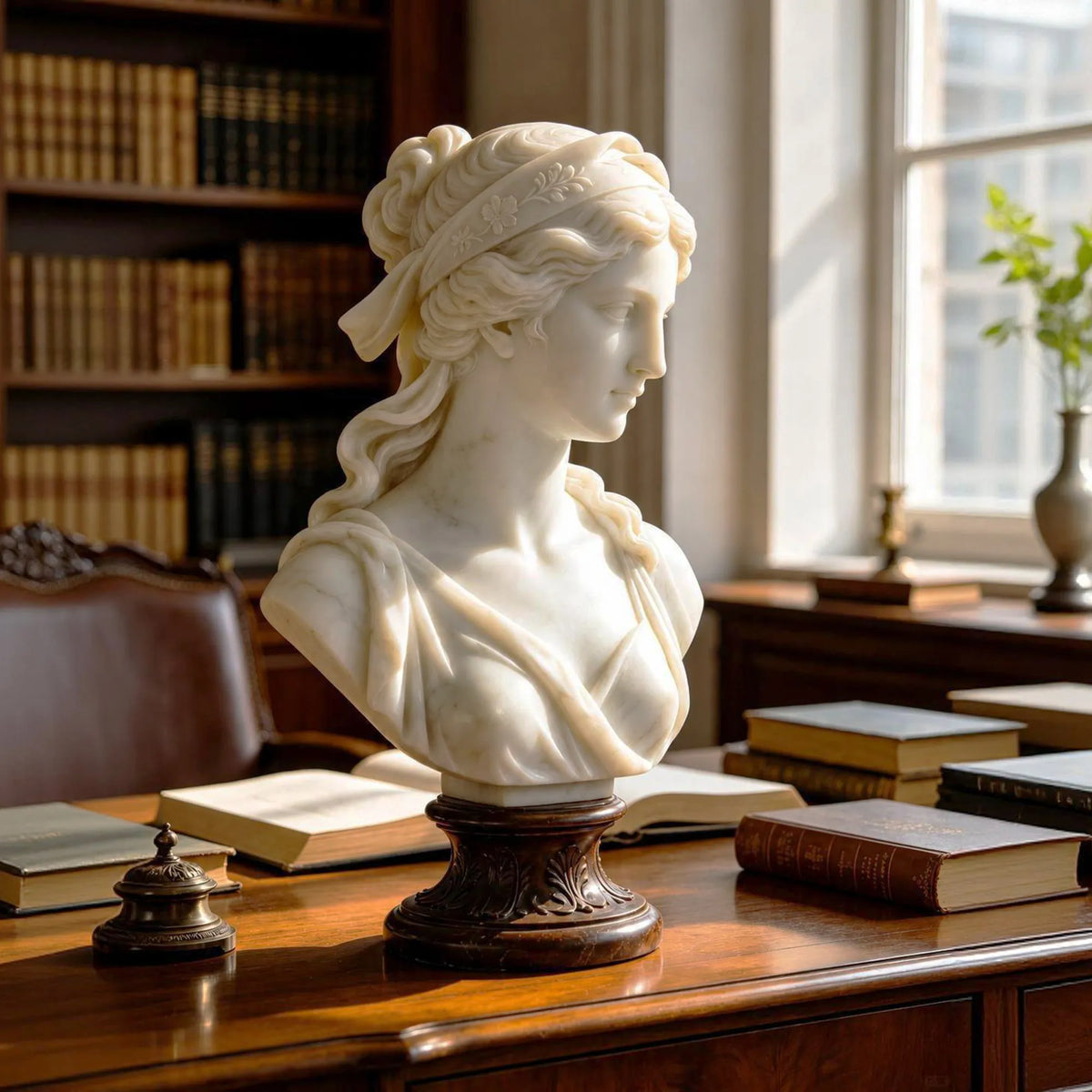 PREMIER Classic Female Bust in Greek Style for Home Library, Desk Decor PSM-133