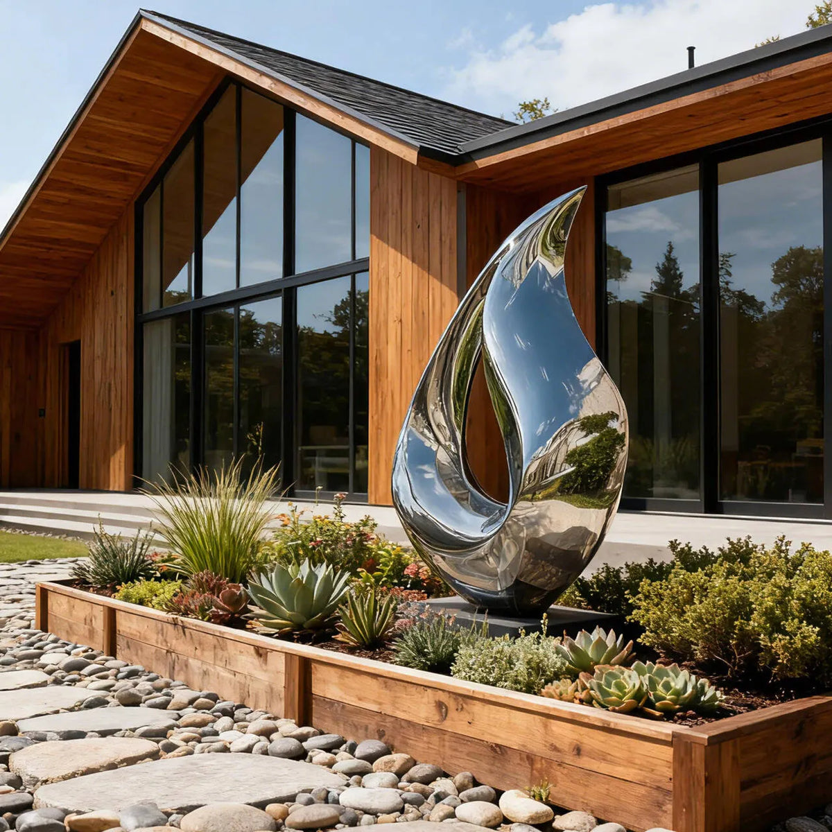 PREMIER Modern Abstract Flame Stainless Steel Sculpture Suitable for Outdoor Garden Decor PSSS-229