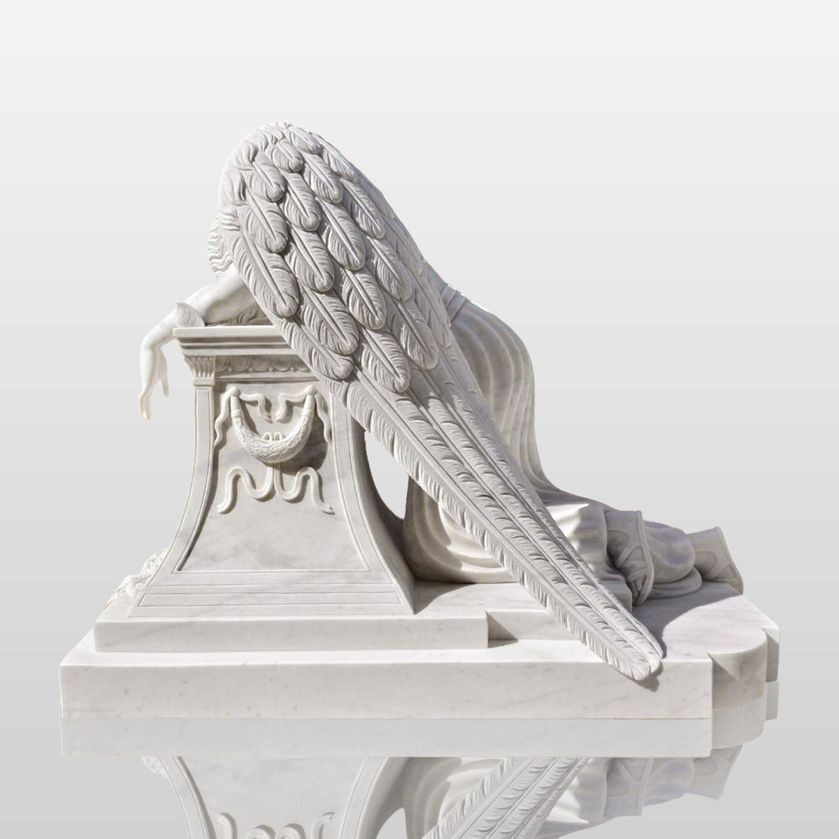 PREMIER White Marble Angel Monument Memorial Sculpture  78.7"W x 60"H x 47.3"D PSIS-004