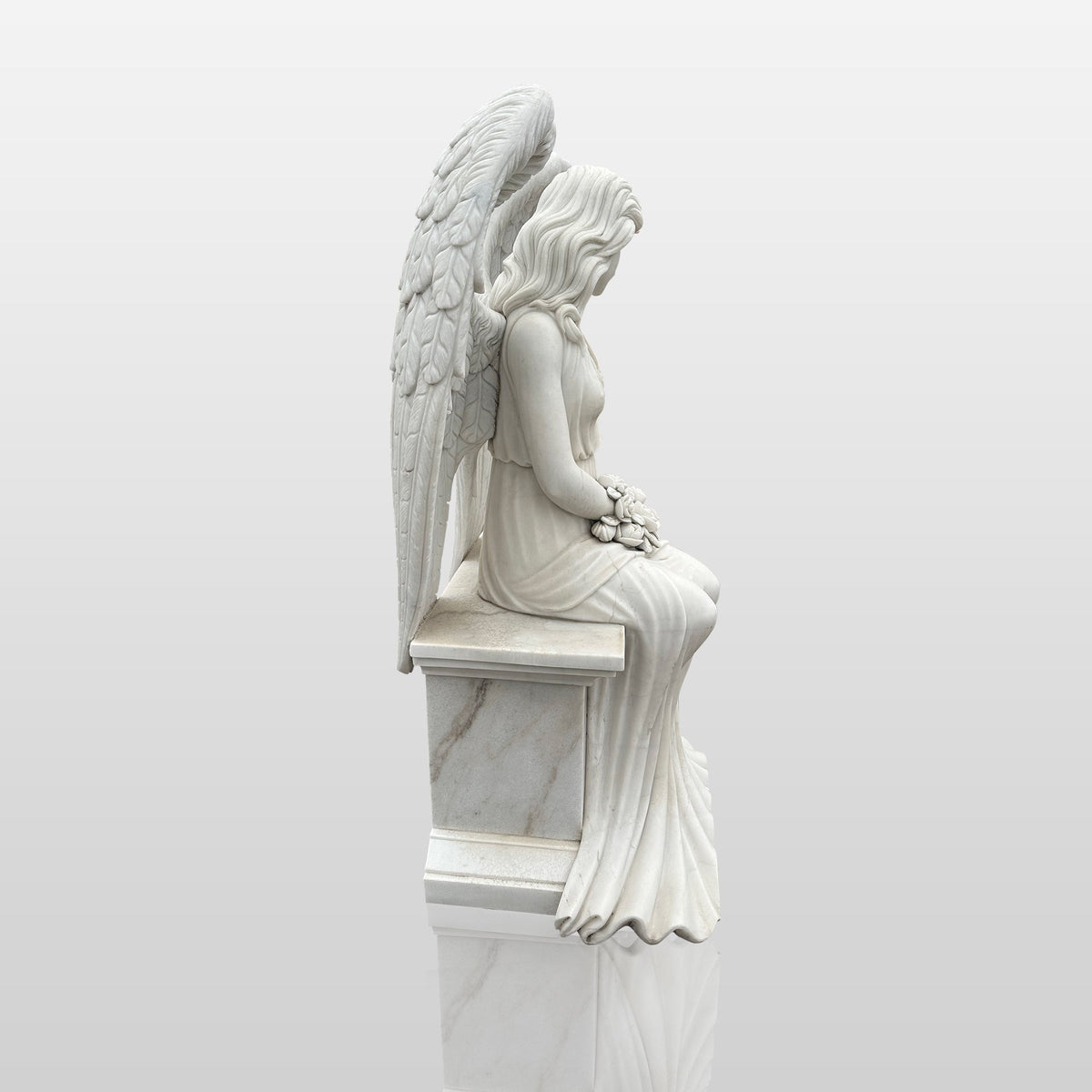 PREMIER Headstone Marble Angel Tombstone Statue for Cemetery PSM-025
